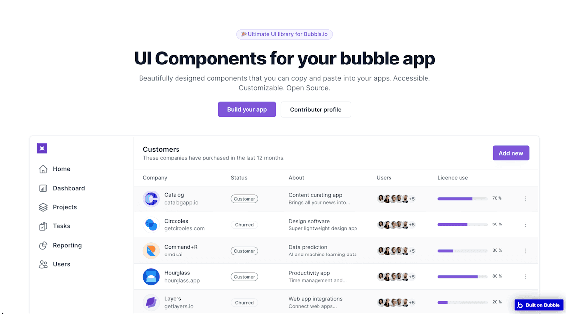 Рис. UI компоненты для вашего приложения на Bubble (источник - Forum Bubble.io)