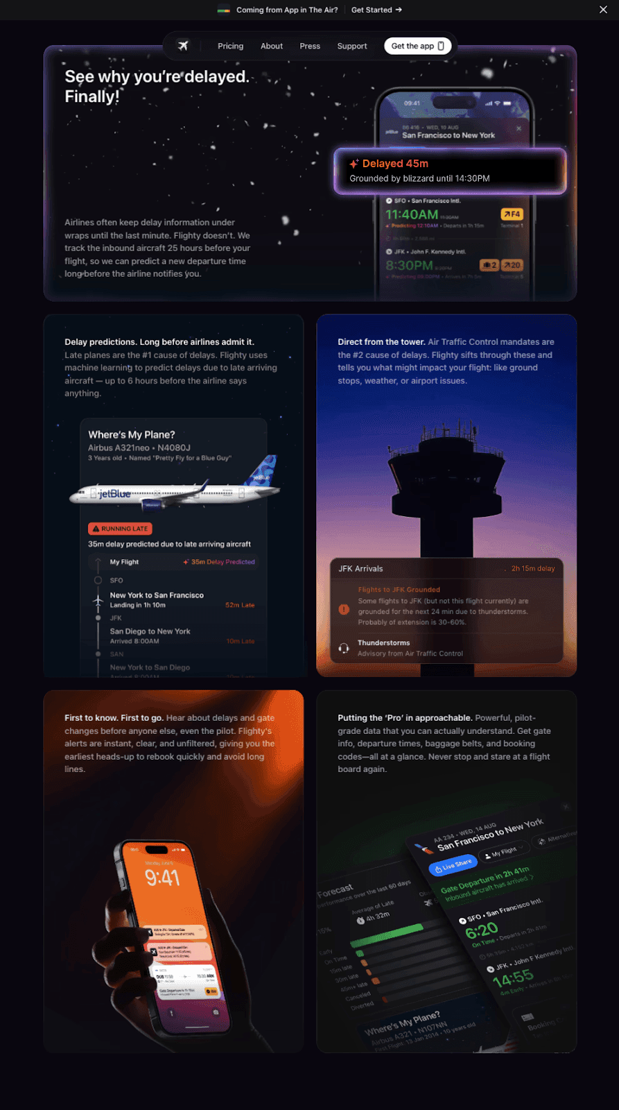 Адаптивный дизайн приложения Flighty (на Framer): https://www.framer.com/gallery/flighty