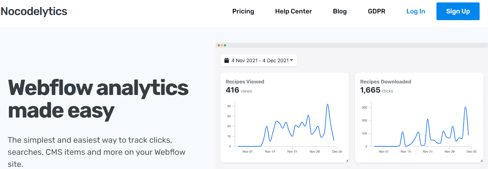 Для кого: разработчики на Webflow, которым нужна внутренняя аналитика.