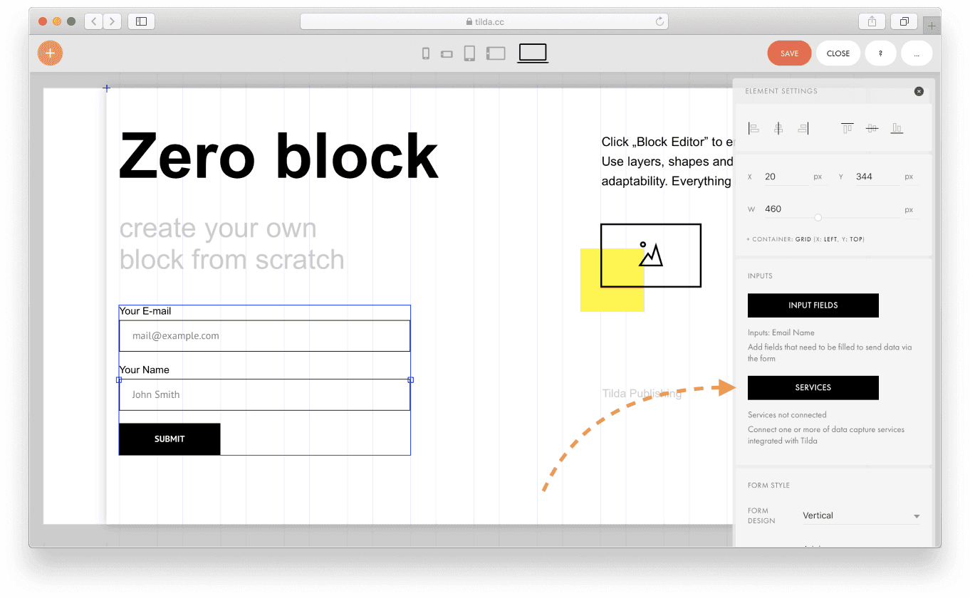 У Тильды есть Zero block для дизайнеров и разработчиков